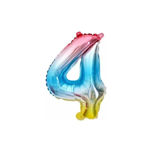 Parti Sürprizi 4 Rakam Gökkuşağı Folyo Balon - 1