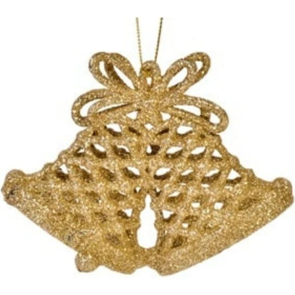 Parti Sürprizi Yılbaşı Ağacı Altın Çan Görünümlü Dekor Süs 11 cm 3 Adet ürün görseli