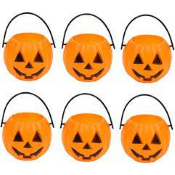 Parti Sürprizi Hallowen Cadılar Bayramı Balkabağı Mini Kova 6 Adet ürün görseli