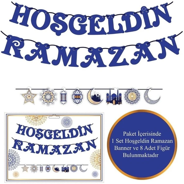 Parti Sürprizi Hoş Geldin Ramazan Cami Hilal Dekoratif Banner Set ürün görseli