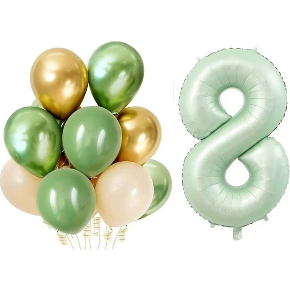 Parti Sürprizi Retro Su Yeşili 8 Yaş Latex Balon Set ürün görseli