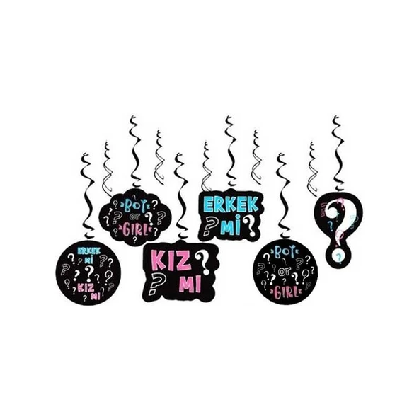 Parti Sürprizi Cinsiyet Belirleme Partisi 6 Lı Tavan Sarkaç Süs ürün görseli