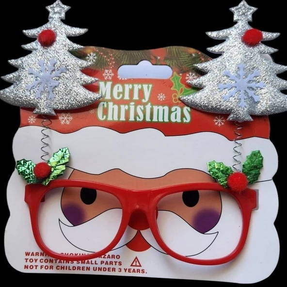 Parti Sürprizi Yılbaşı Partisi Gümüş Çam Ağacı Şekilli Gözlük - Resim 2