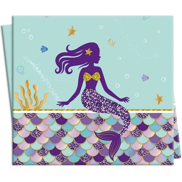 Parti Sürprizi Pırıltılı Deniz Kızı Masa Örtüsü 1ADET ürün görseli