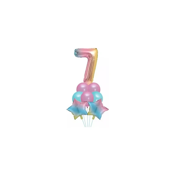 Parti Sürprizi Unicorn Rainbow 7 Yaş Folyo Balon Set ürün görseli