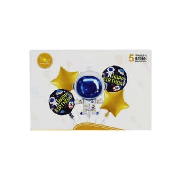 Parti Sürprizi Astronot Folyo Balon 5'li Set ürün görseli