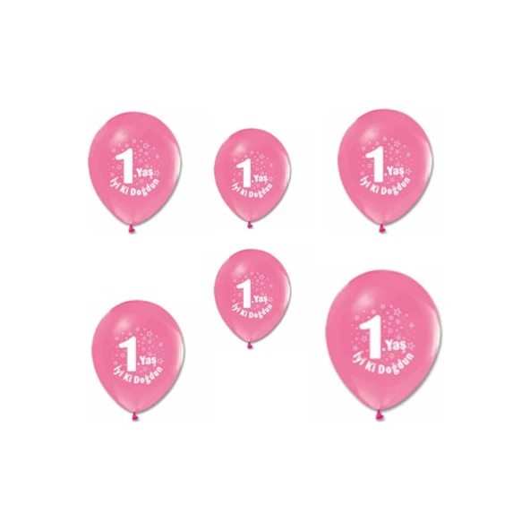 Parti Sürprizi 1 Yaş Kız Latex Balon 10 Adet ürün görseli