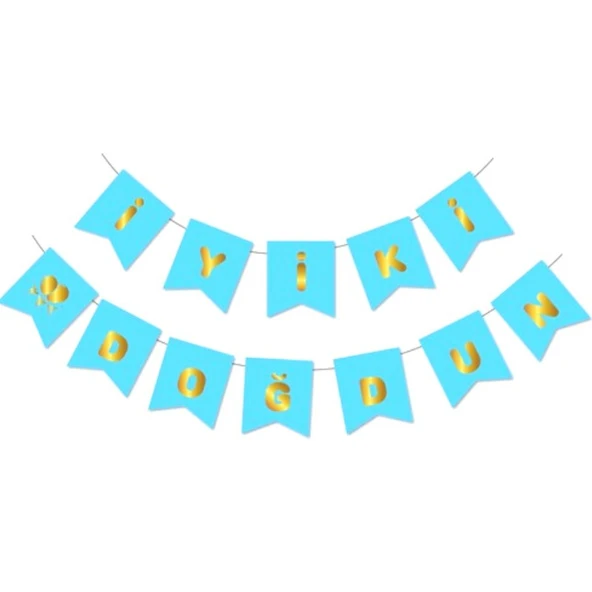 Parti Sürprizi Mavi Üzeri Gold Iyi Ki Doğdun Yaldızlı Harf Banner ürün görseli
