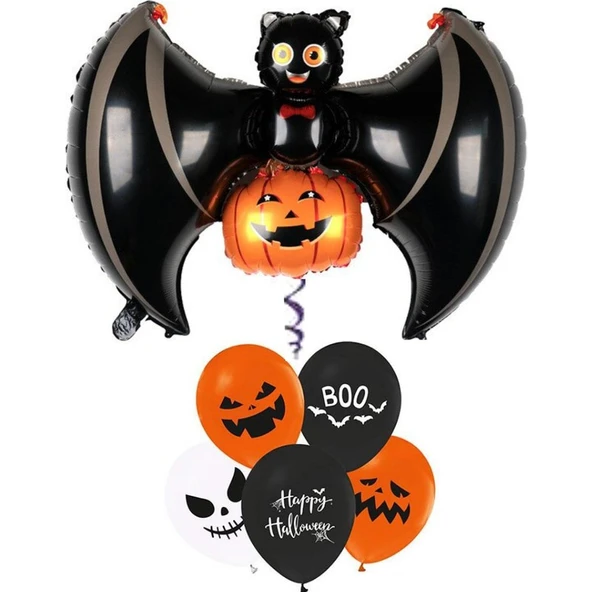 Parti Sürprizi Cadılar Bayramı Yarasa Şekilli Folyo Balon Set ürün görseli