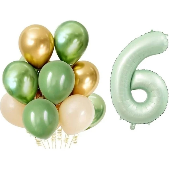 Parti Sürprizi Retro Su Yeşili 6 Yaş Latex Balon Set ürün görseli