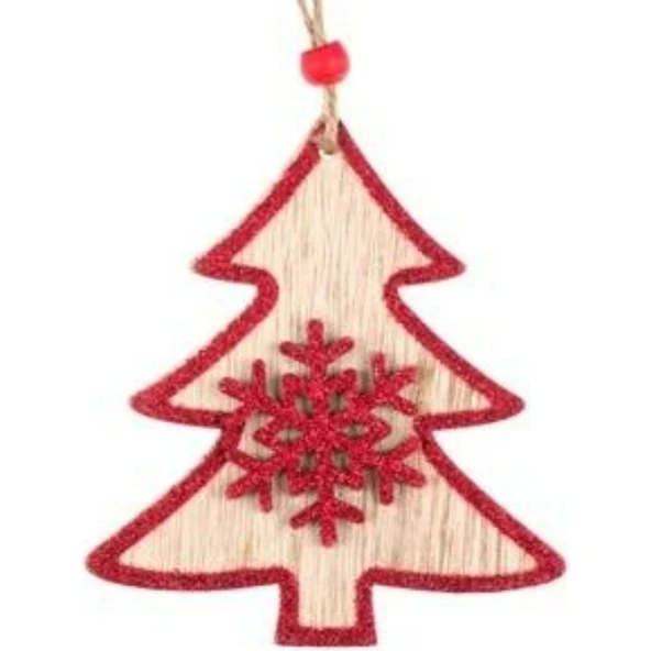 Parti Sürprizi Yılbaşı Kırmızı Çam Ağacı Şekilli Dekor Süs 10 cm 1 Adet ürün görseli