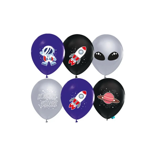 Parti Sürprizi Kozmik Galaksi Uzay Teması Latex Balon 10 Adet ürün görseli