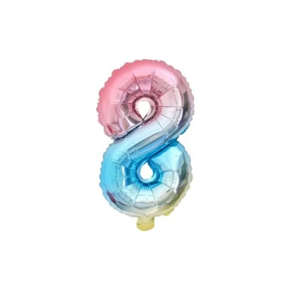 Parti Sürprizi 8 Rakam Gökkuşağı Folyo Balon ürün görseli