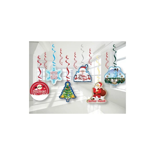 Parti Sürprizi Yılbaşı Partisi Mutlu Yıllar 6'lı Tavan Süs ürün görseli