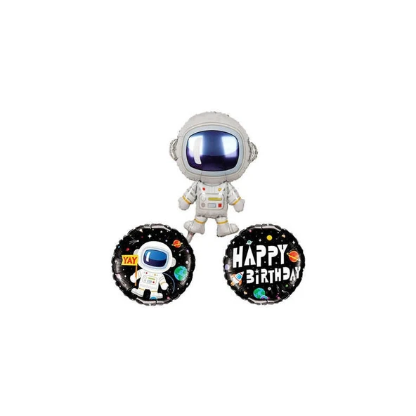 Parti Sürprizi Astronot Folyo Balon Seti Pakette 3 Adet ürün görseli