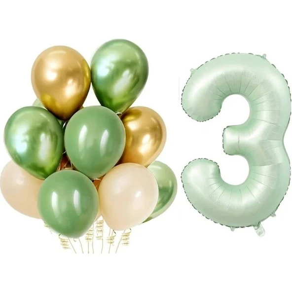 Parti Sürprizi Retro Su Yeşili 3 Yaş Latex Balon Set ürün görseli