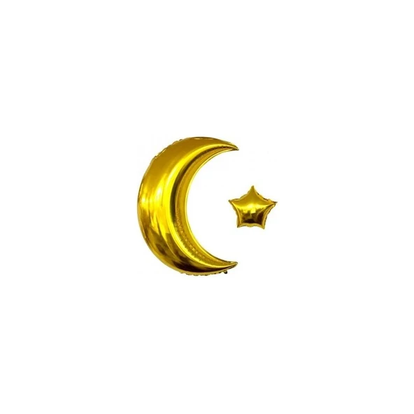 Parti Sürprizi Altın Ay ve Yıldız Folyo Balon Set ürün görseli