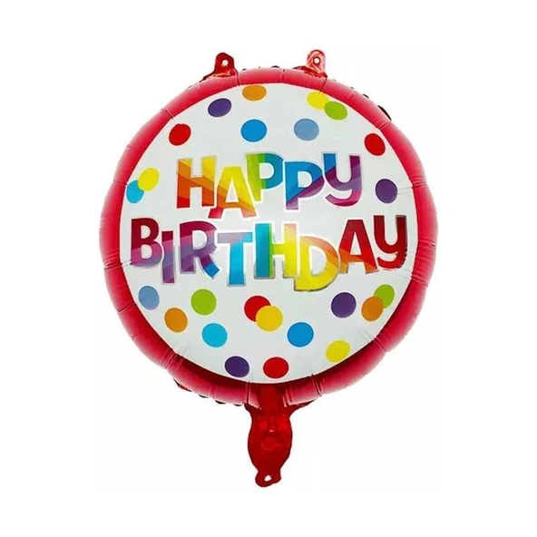 Parti Sürprizi Happy Birthday Kırmızı Puanlı Folyo Balon ürün görseli