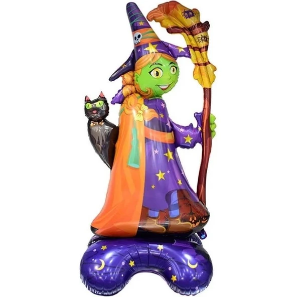 Parti Sürprizi Halloween Ayaklı Cadı Şekilli Folyo Balon - 1