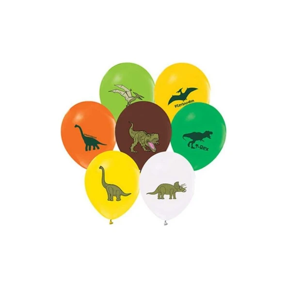 Parti Sürprizi Dinozorlar Karışık Renk Latex Balon 10 Adet ürün görseli