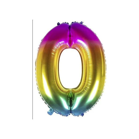 Parti Sürprizi Gökkuşağı Folyo Balon 0 Rakamı 100 cm ürün görseli