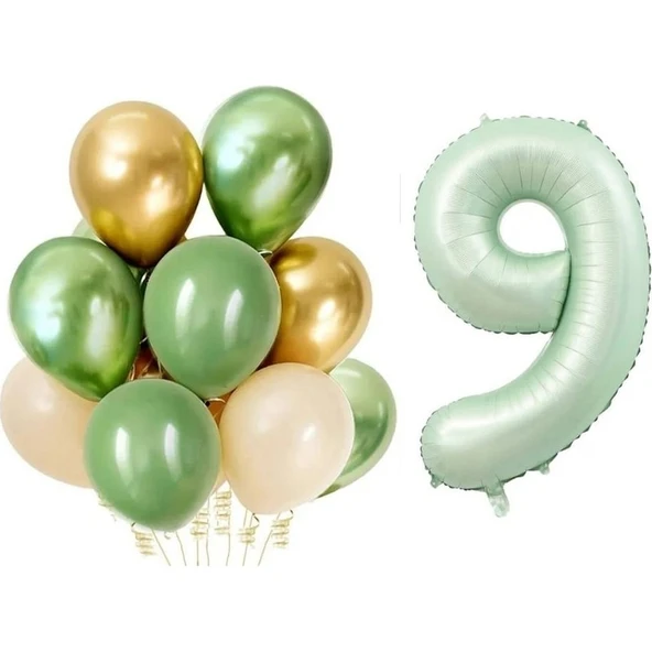 Parti Sürprizi Retro Su Yeşili 9 Yaş Latex Balon Set ürün görseli