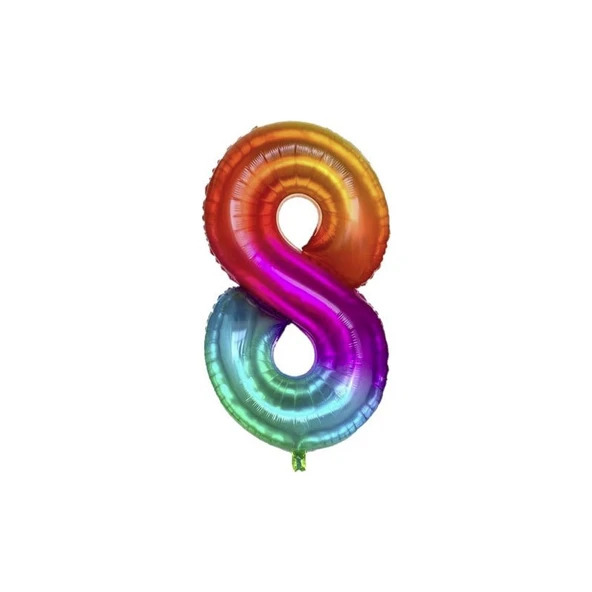 Parti Sürprizi Gökkuşağı Folyo Balon 8 Rakamı 100 cm ürün görseli