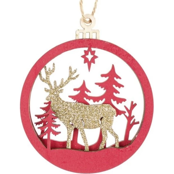 Parti Sürprizi Yılbaşı Çam Ağacı Geyik Ahşap Dekor Süs 1ADET ürün görseli