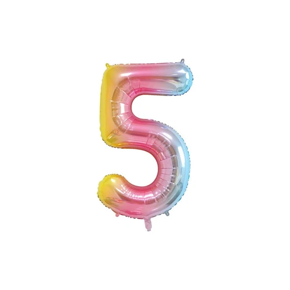 Parti Sürprizi 5 Rakam Gökkuşağı Folyo Balon ürün görseli