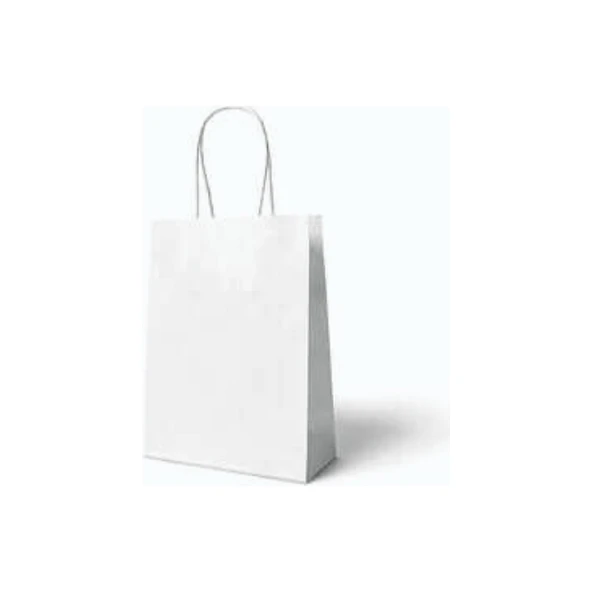 Parti Sürprizi Beyaz Büküm Saplı 6 Adet Hediye Çantası 22 x 24 cm ürün görseli