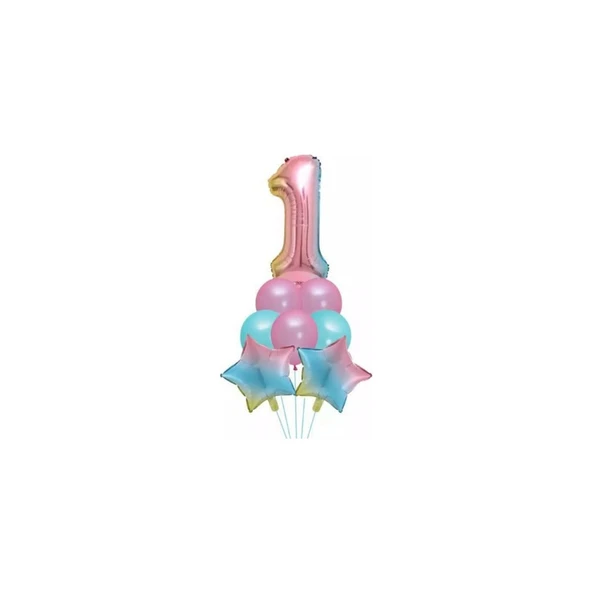 Parti Sürprizi Unicorn Rainbow 1 Yaş Folyo Balon Set ürün görseli