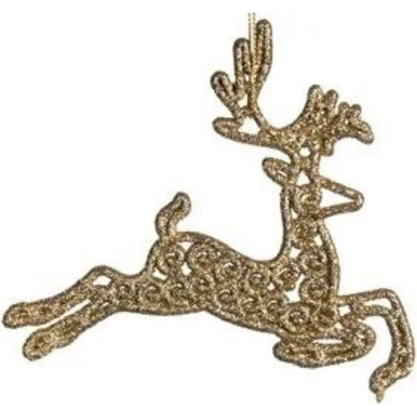 Parti Sürprizi Yılbaşı Çam Ağacı Altın Simli Geyik Süs 11 cm 1 Adet ürün görseli