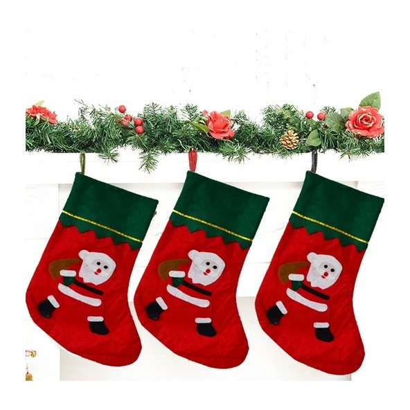 Parti Sürprizi Yeni Yıl Çam Ağacı ve Şömine Dekoru Noel Baba Hediyelik Çorap ürün görseli