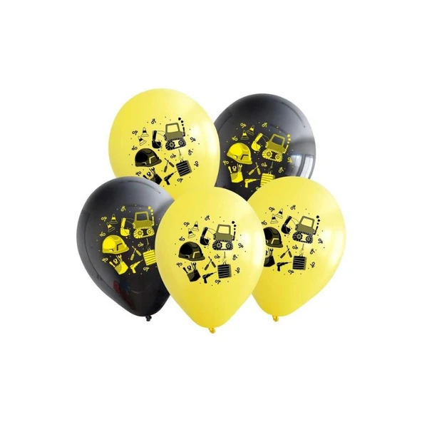 Parti Sürprizi Inşaat Temalı Baskılı Latex Balon 10 Adet - 1