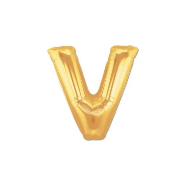 Parti Sürprizi V Harfi Altın Renk Folyo Balon 100 cm ürün görseli