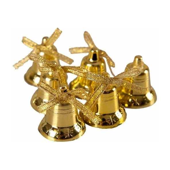 Parti Sürprizi Gold Renk Çam Ağacı Çan Süs 9 Adet ürün görseli