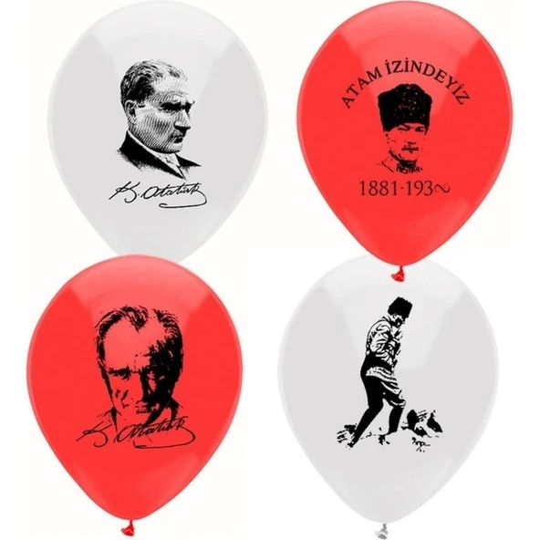 Parti Sürprizi Atatürk Baskılı Latex Balon 10 Adet ürün görseli