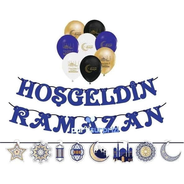 Parti Sürprizi Hoş Geldin Ramazan Mavi Balonlu Dekoratif Set ürün görseli