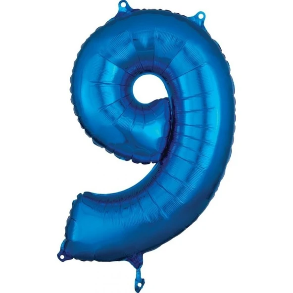 Parti Sürprizi Mavi Renk 9 Rakam Folyo Balon 100 cm ürün görseli