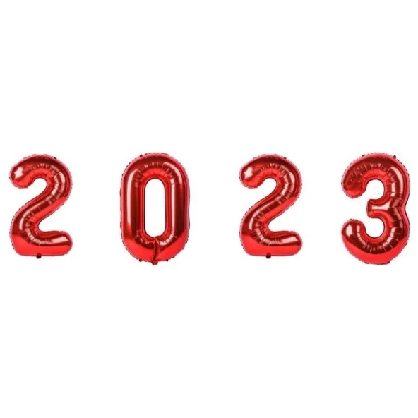 Parti Sürprizi Yılbaşı Partisi Kırmızı 2023 Folyo Balon Set ürün görseli