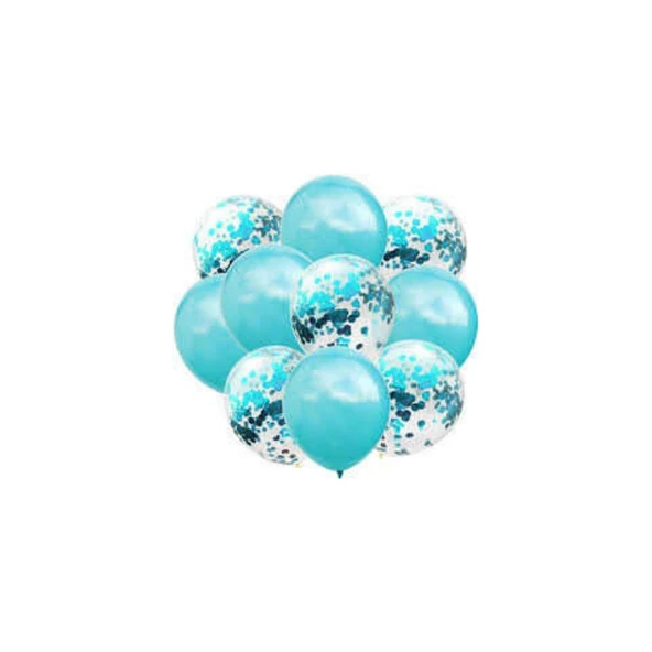 Parti Sürprizi Konfetili Bebek Mavi Balon Demeti (10 Adet) ürün görseli
