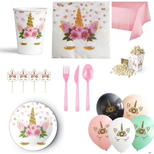 Parti Sürprizi Unicorn Teması Parti Seti 8 Kişilik ürün görseli