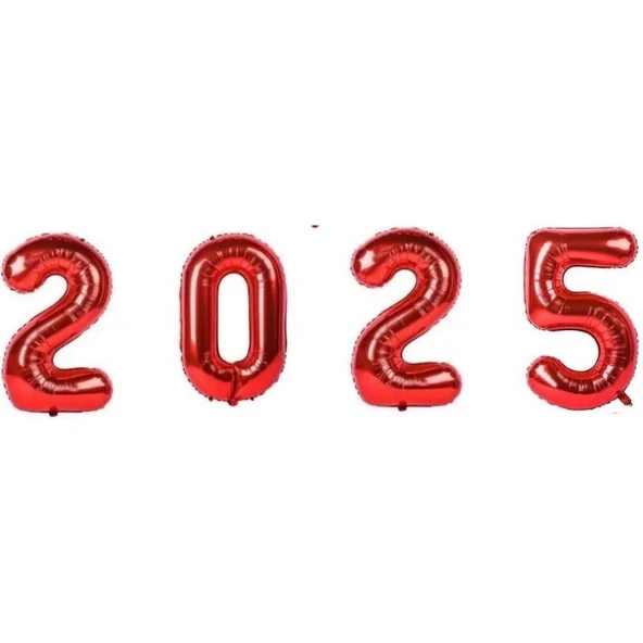 Parti Sürprizi Yılbaşı Partisi Kırmızı 2025 Folyo Balon Set ürün görseli