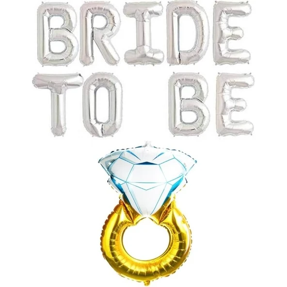 Parti Sürprizi Bride To Be Gümüş Yazı ve Yüzük Seti 40 cm - 1
