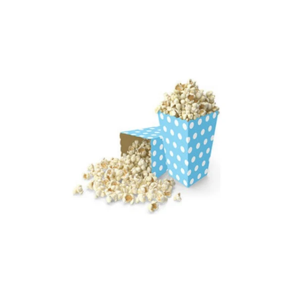 Parti Sürprizi Bebek Mavisi-Beyaz Puanlı Mısır Kutusu 8 Adet ürün görseli