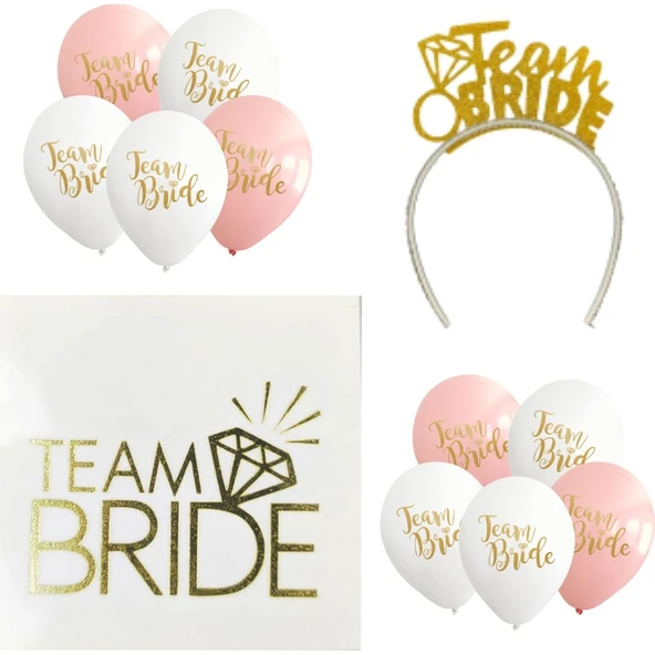 Parti Sürprizi Team Bride Balonlu Gold Set ürün görseli