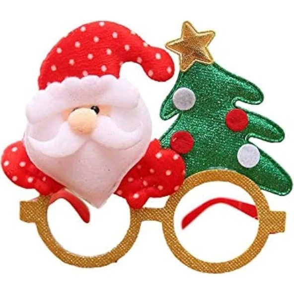 Parti Sürprizi Yılbaşı Partisi Noel Baba Çam Ağaçlı Gözlük - 1