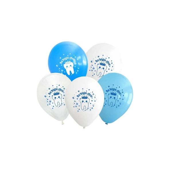 Parti Sürprizi Ilk Dişim Çıktı Mavi Latex Balon 10 Adet ürün görseli