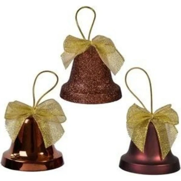Parti Sürprizi Yılbaşı Çam Ağacı Kırmızı Çan Şekilli Dekor Süs 5 cm 4 Adet ürün görseli