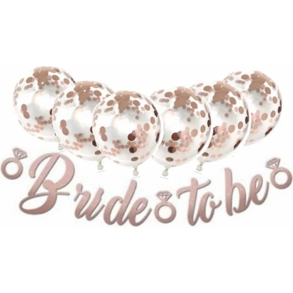 Parti Sürprizi Bride To Be Rose Gold Balonlu Kaligrafi Banner Set ürün görseli